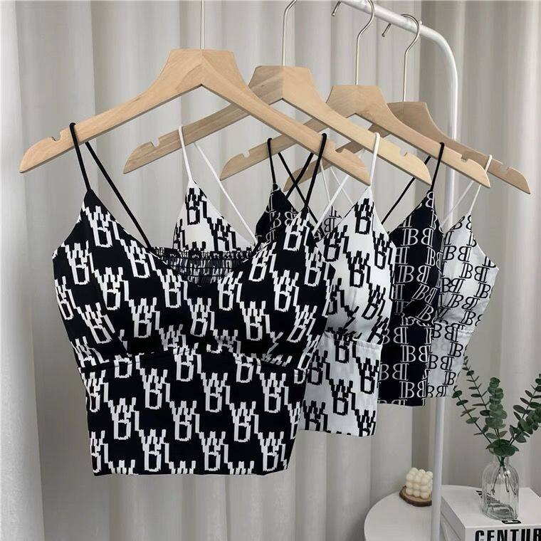 Beautiful back Bras Korea sexy Letter print Gather Tube top