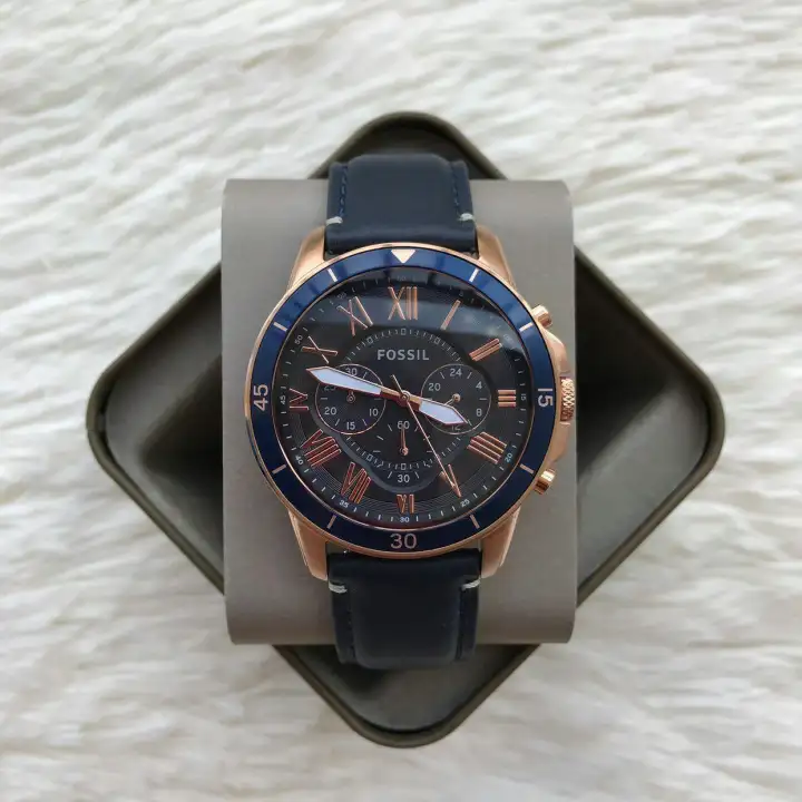 grant sport chronograph blue leather watch