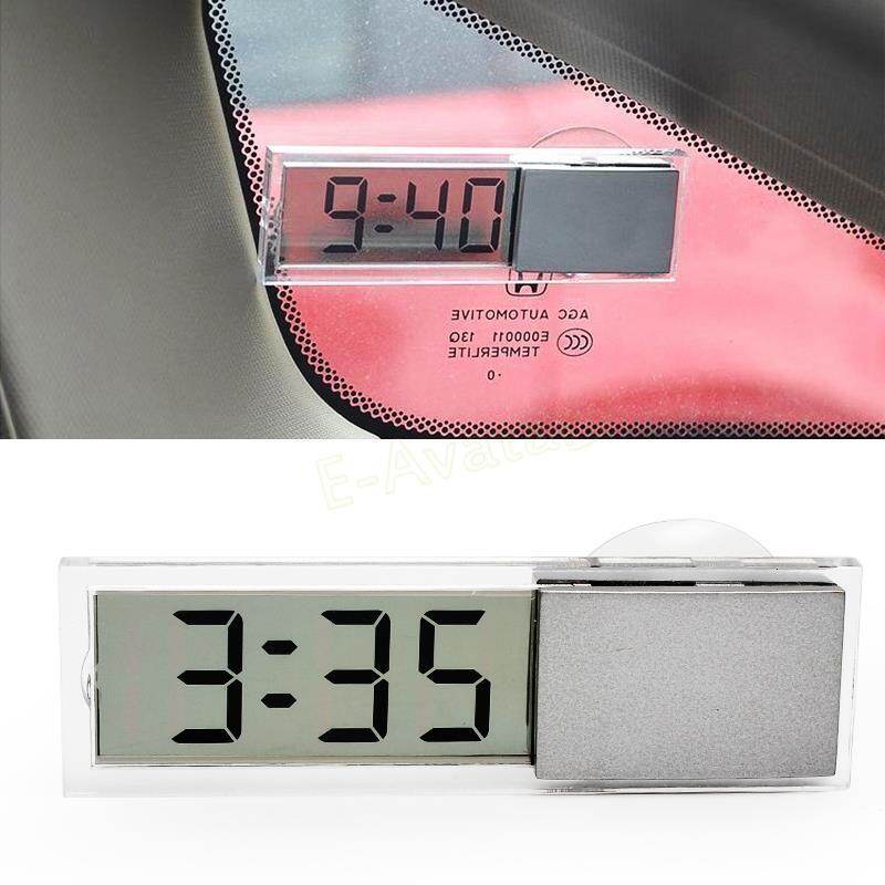 1PC Universal Auto Car Electronic Clock Mini Digital Car Electronic Clock Mini Durable Transparent LCD Display Digital With Sucker