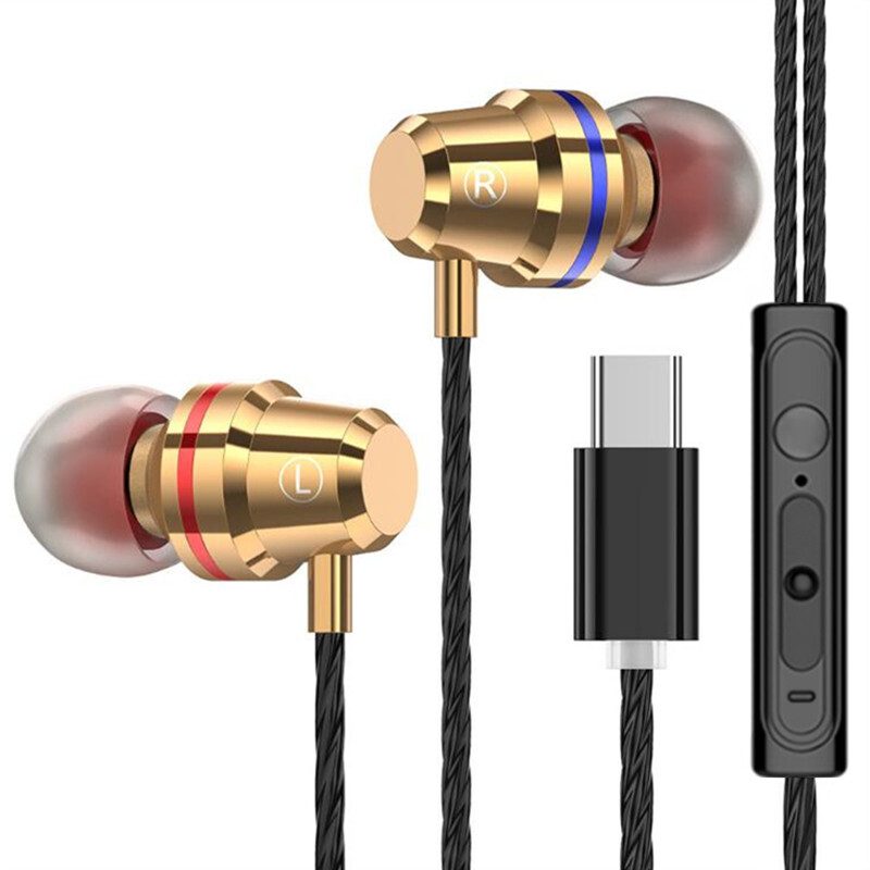 DISOUR Type-C Metal Wired Earphone 4D Sound Super Bass Dynamic Music Headphones USB-C TypeC With Mic Sport Headset For Xiaomi Samsung Huawei Gaming Headset