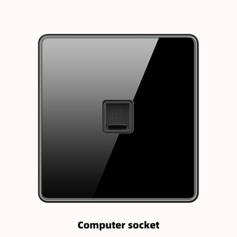 Luxury All Tempered Glass Wall Light Switch Button Black UK Plug 13A