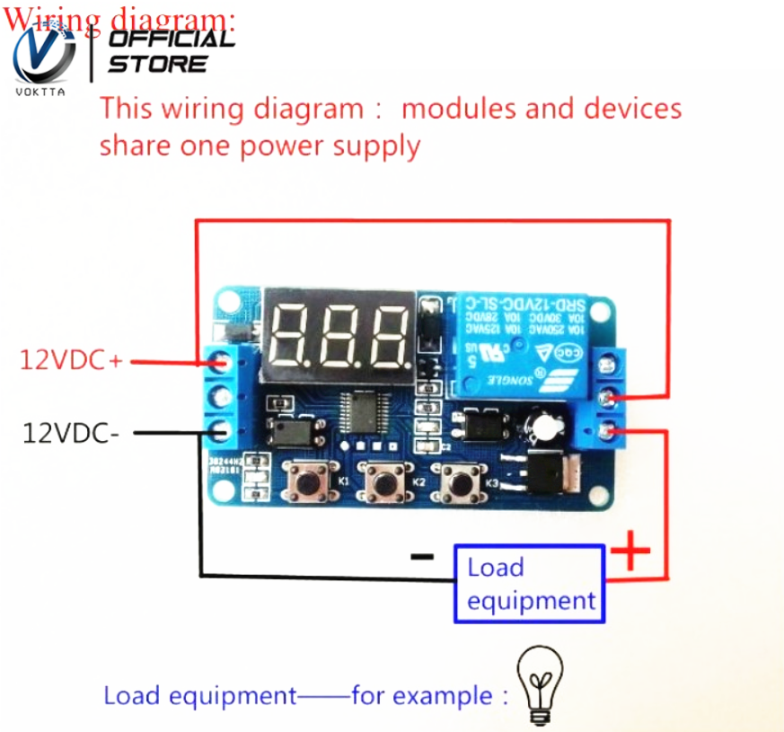 VOKTTA Mô-đun Rơ Le Trễ Hiển Thị Kỹ Thuật Số LED DC12V Chính Hãng Công Tắc Điều Khiển Hẹn Giờ Ống Kỹ Thuật Số 3 Chữ Số