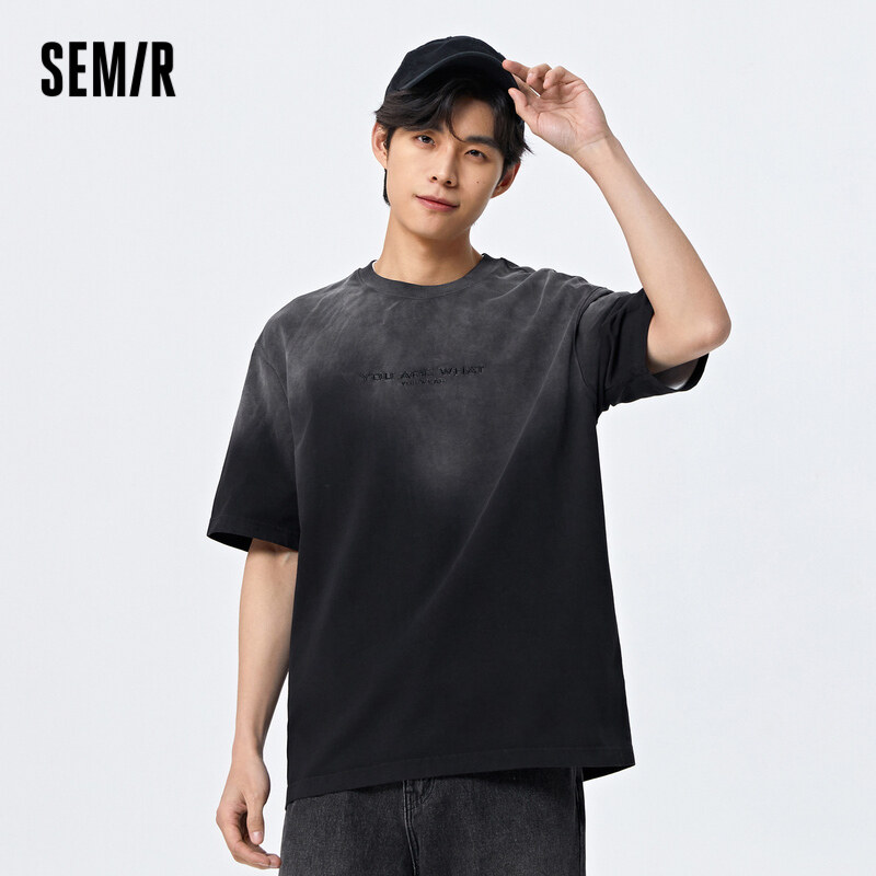 Semir Short Sleeve T Shirt Men 2024 Summer New Loose Fit Cotton Letter Embroidery Couple
