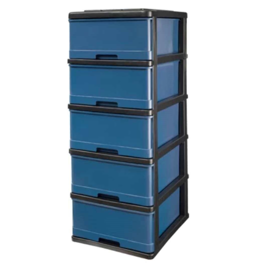 5 Tier Plastic Chest Drawer With Roller Storage Cabinet Drawer