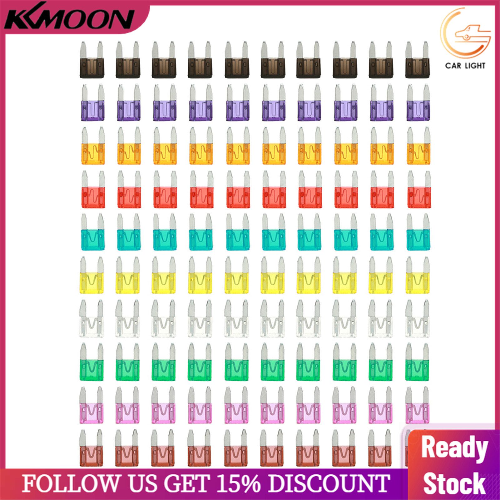 100pcs Mini Blade Fuses Auto Car Truck Assortment Fuse Kit 2A 3A 5A 7.5A 10A 15A 20A 25A 30A 35A