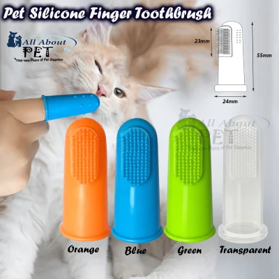 Pet silicone finger toothbrush transparent cat and dog oral cleaning brush finger set toothbrush silicone brush