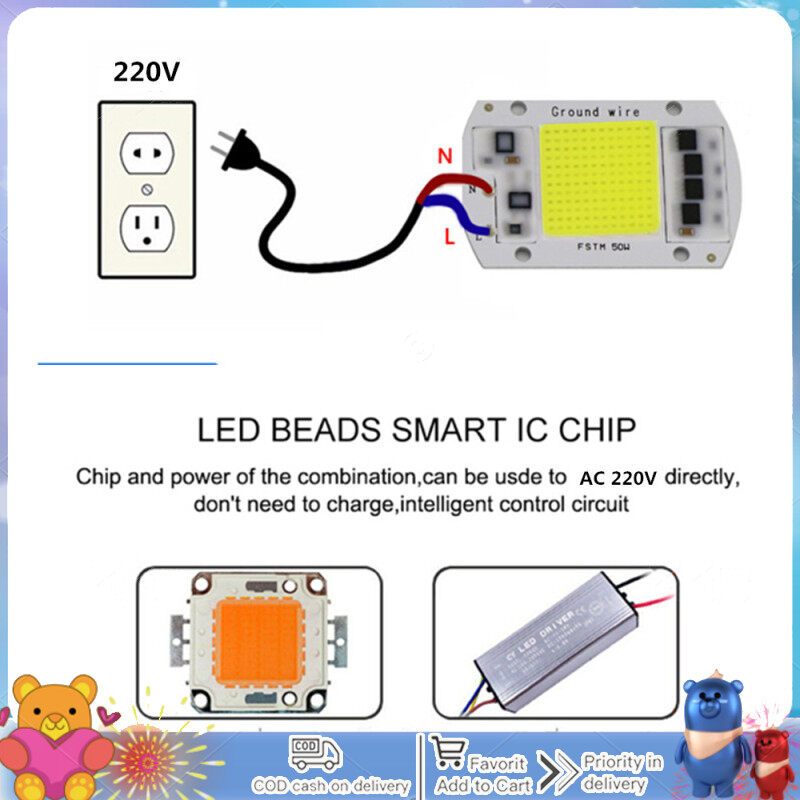 【Hàng có sẵn】AC 220V 20W/30W/50W không driver chip đèn LED áp suất cao Nguồn đèn COB