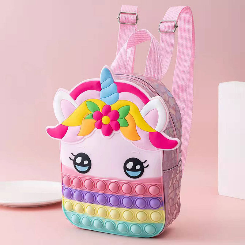 HS Children unicorn backpack rat killing backpack decompression toy bag silicone bag