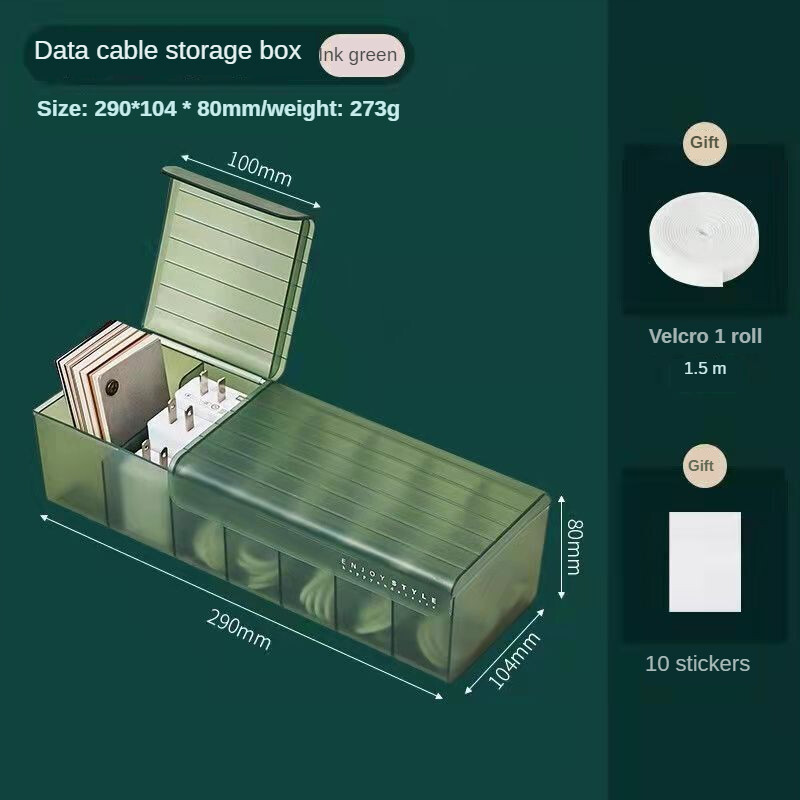 Desktop Data Cable Storage Mobile Phone Charger Charging Cable Sorting Compartment Cable Winder Power Cord Storage Box