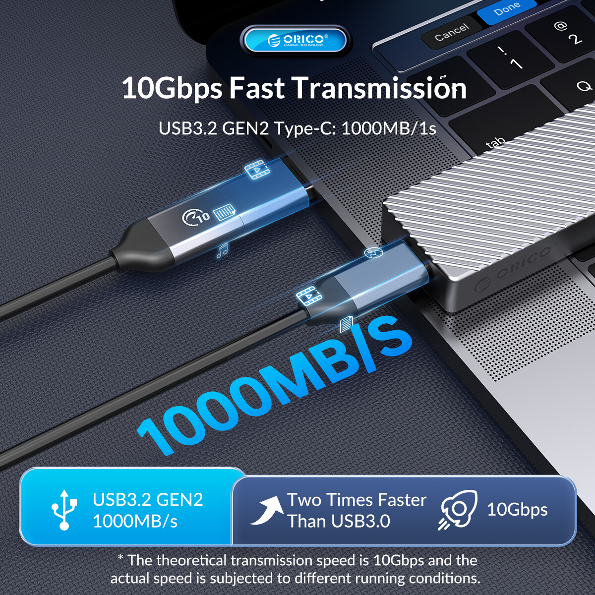 ORICO Hộp Đựng SSD M.2 Giao Thức Kép Hỗ Trợ Ổ SSD M2 NVMe SATA NGFF 10Gbps PCIe M Key 6Gbps Vỏ Bọc Ổ Cứng USB C Phím M & B