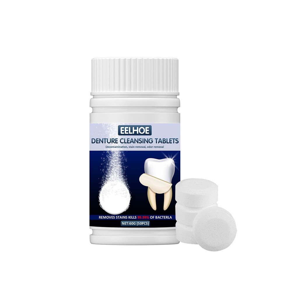 Denture Cleansing Tablet 50 Tabs Cleanser Pills Whitening Remove Plaque