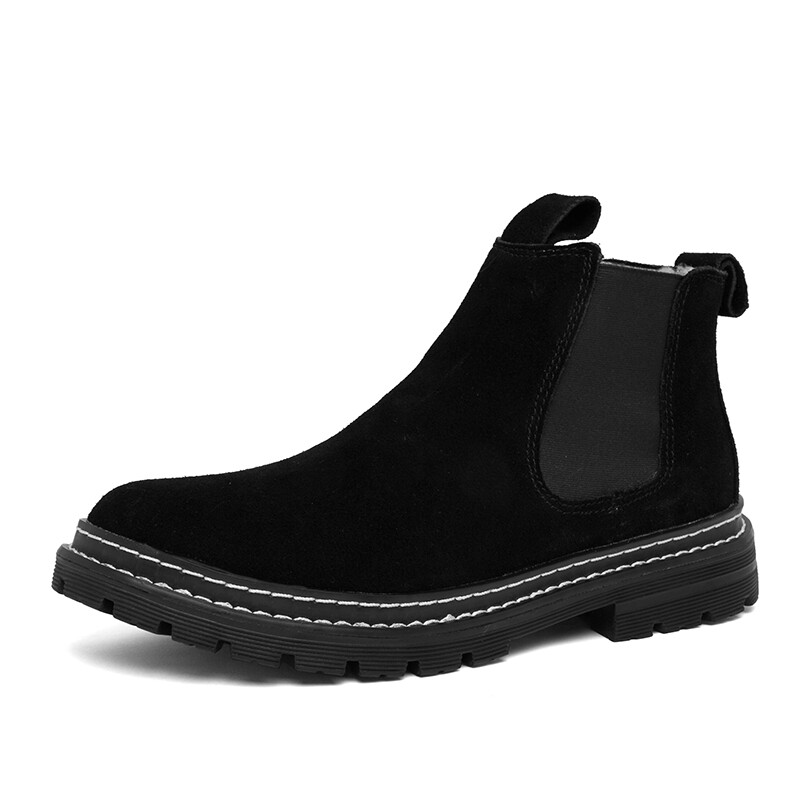 SUPERLI Warm Winter Boots Leather Shoes Men Comfortable Mens Chelsea Boots Male Ankle Boots Lightweight Man Motorcycle Boots