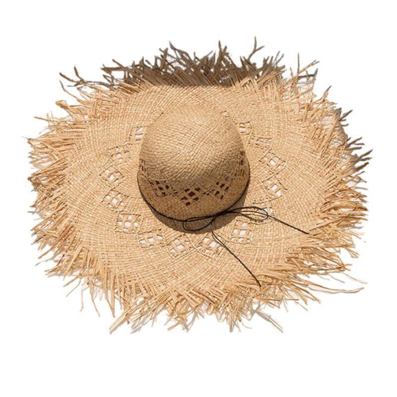 Women Woven Raffia Straw Sun Hat Big 