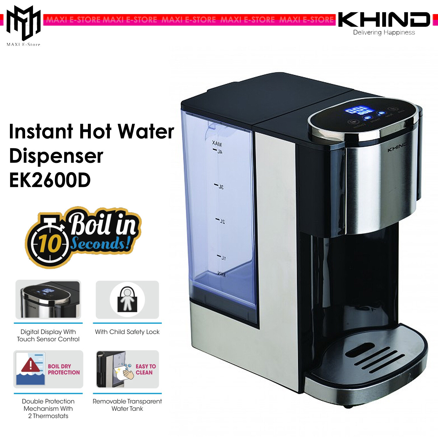 Khind EK2600D Instant Hot Water Dispenser Boil in 10 Seconds Lazada
