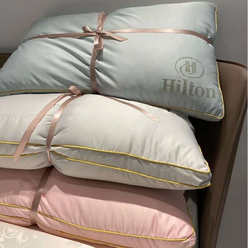 Gối cao cấp hilton 1kg gối lông vũ 100%/gối cotton lụa/gối khách sạn, gối ngủ