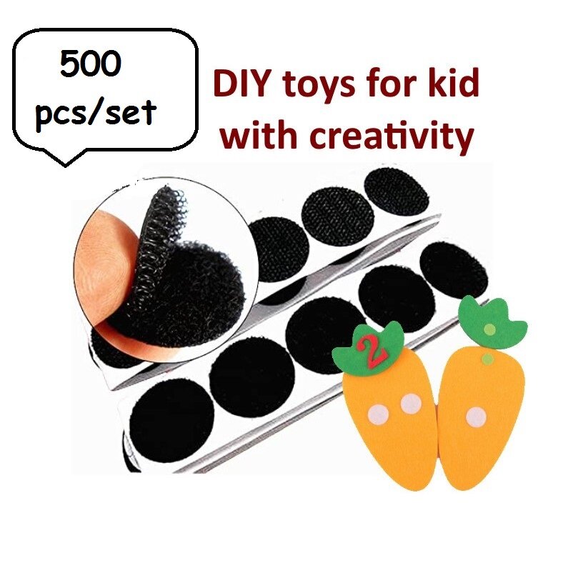 [PANDHY'S] 500pcs/set Velcro Self Adhesive Fastener Tape Strong Glue Dots Sticker Velcros Hook and Loop Round Coins Nylon Tape Sticker Hooks Loops10/15/20/25/30mm