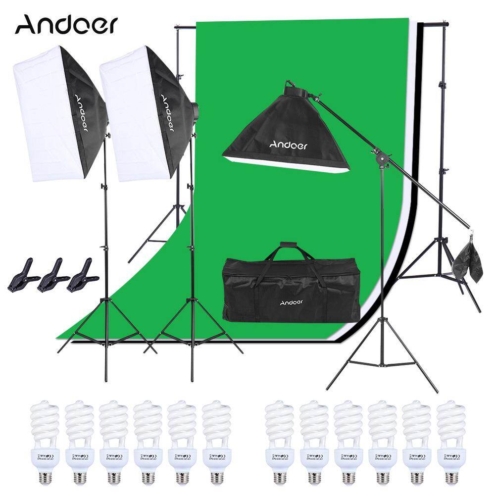 Andoer Foto Perangkat Lampu Studio 3 Pcs 50x70 Cm Kotak Lunak 12 Pcs 45