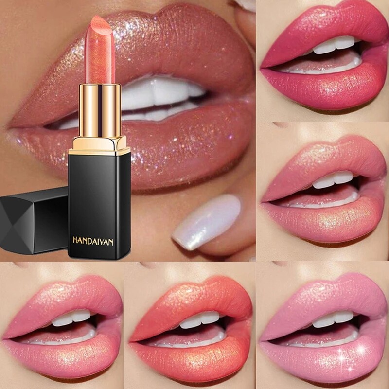 9 Colors Luxury Lipstick Lips Makeup Waterproof Shimmer Long Lasting Pigment Nude Pink Mermaid Shimmer Lipsticks Makeup