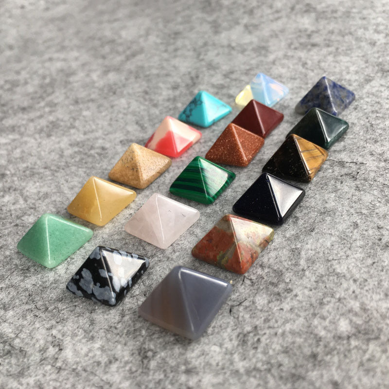 7 Pcs/set Chakra Pyramid Stone Set Crystal Healing Chakra Set Or Jewelry Making Multicolor Random Colors