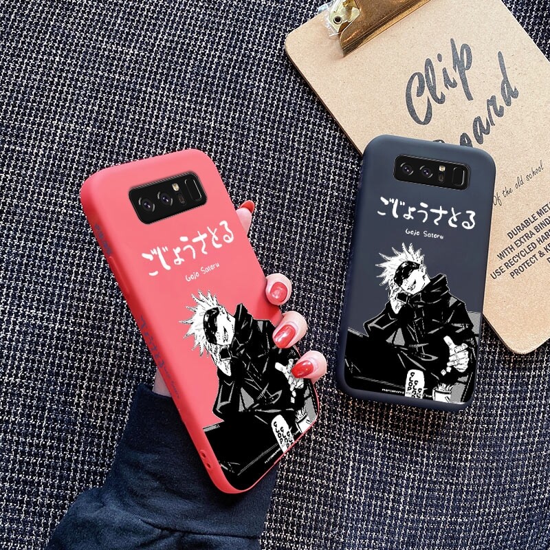 For Samsung galaxy Note 10 LITE Note 10 PLUS Note 20 ULTRA Note 8 Note 9 Phone Case with Five enlightenment Jujutsu Kaisen Shockproof soft thin Back Cover Liquid Silicone side Pattern Camera Full Lens side protector casing