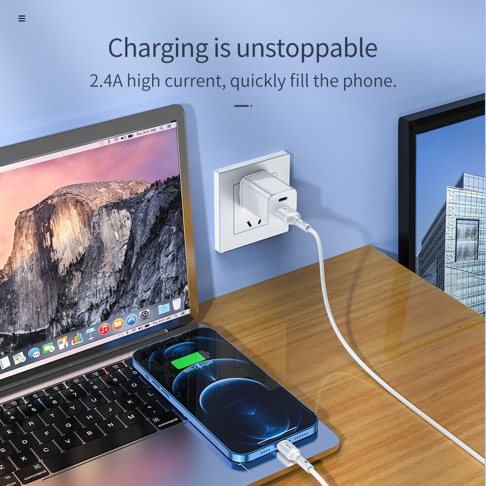 HOCO X65 Nhanh Chóng Sạc 2.4A Micro Usb Để Sét Cáp Cho Điện Thoại Sạc iPhone 11 / Pro Max /, 12, 12 Pro Max, / Xs MAX / XR / X / 8/7/Cho AirPods