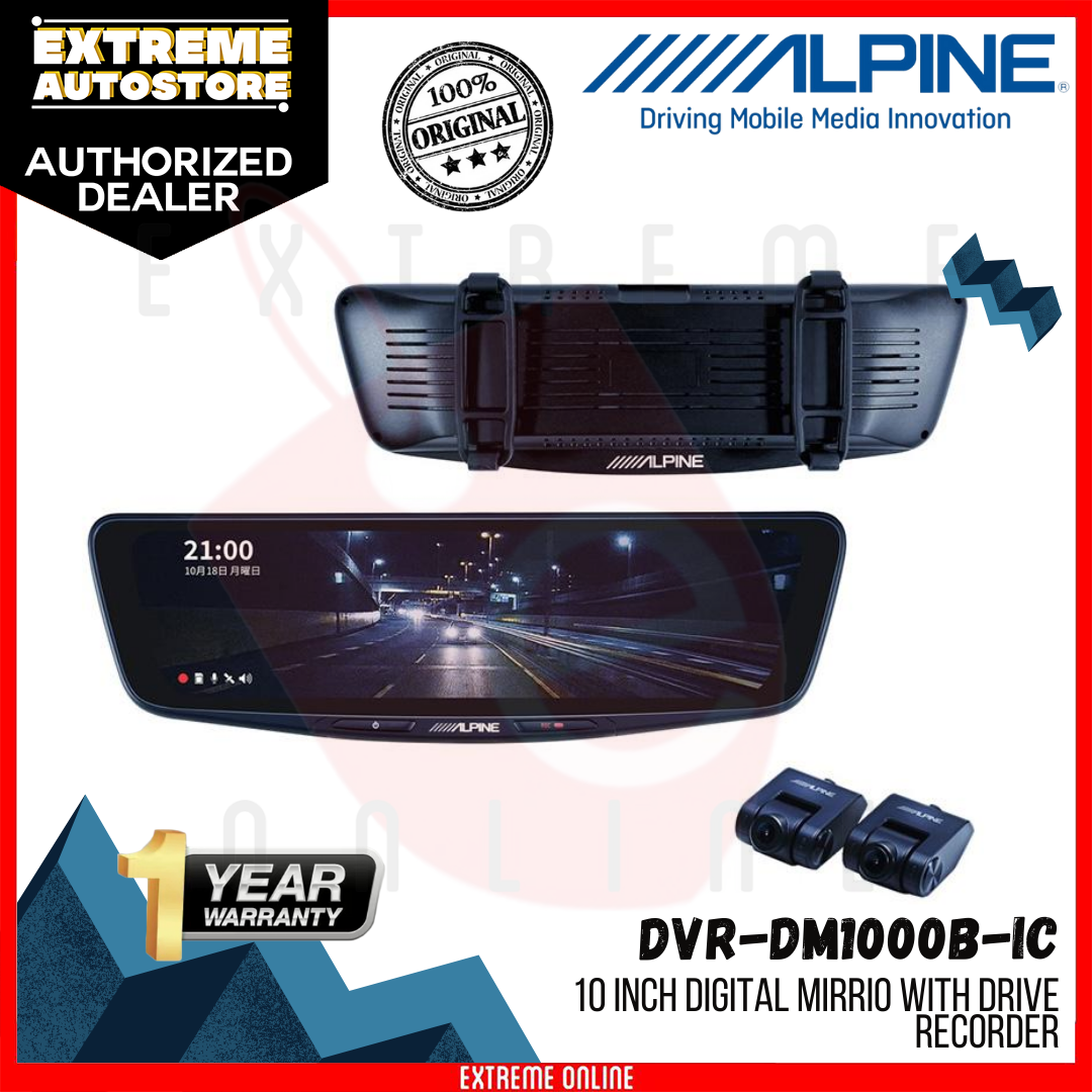 ALPINE DVR-DM1000B-IC 10-inch Digital Mirror with Dash Cam (Band