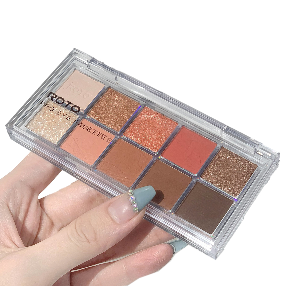BEAUTYBIGBANG 10 Color Eyeshadow Palette Super Flash Stage Makeup Matte Waterproof Daily Nude Makeup Earth Color Eye shadow