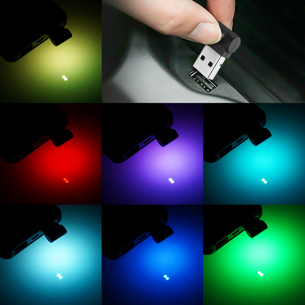 EKLEVA Đèn LED Xe Hơi Mini USB, Đèn Tạo Không Khí Nội Thất Ô Tô Đèn Trang Trí, Đèn Khẩn Cấp Đèn Tự Động Nhiều Màu Cho PC Phụ Kiện Xe Hơi