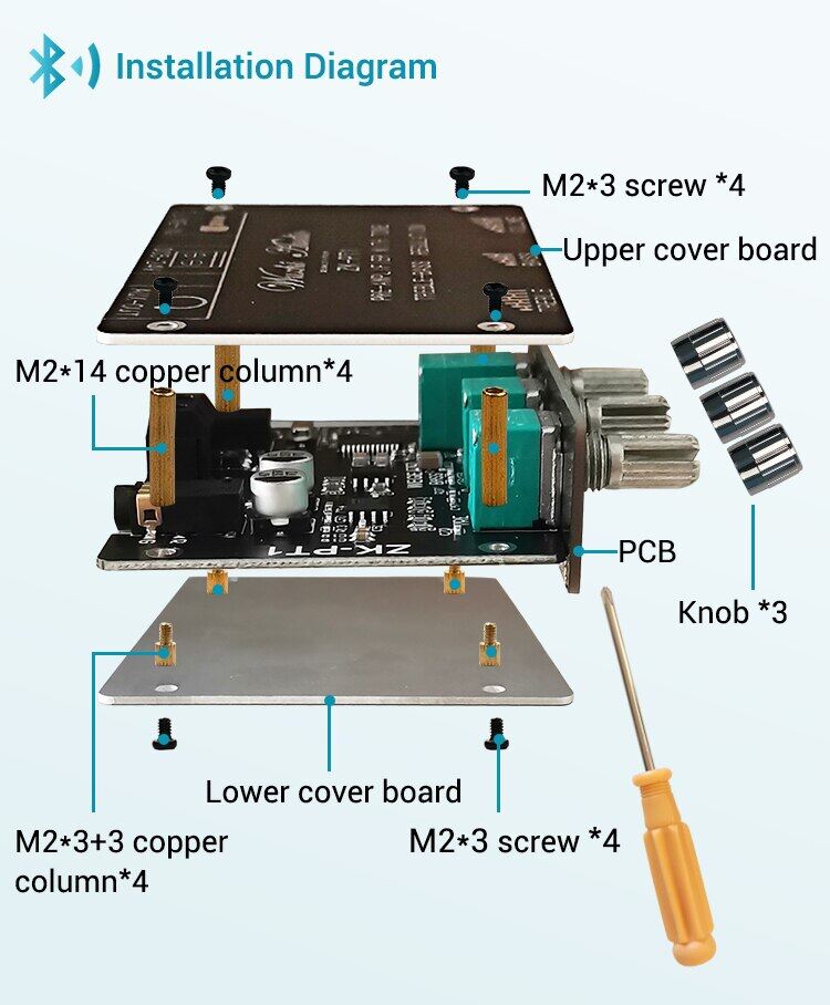 Diymore Audio Bluetooth 5.0 Decoder Board Audio Decoder Dual Channel Stereo Low Noise High and Low Tone Pre-module Controller