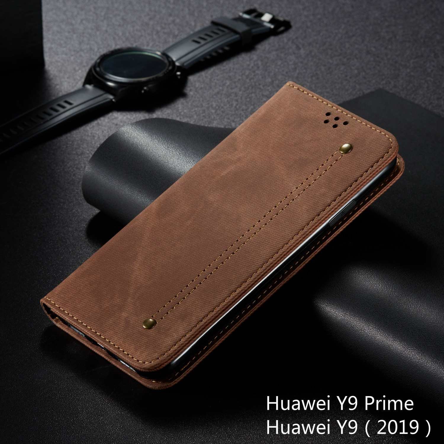 XICCI for Huawei Y9 Prime Case Luxury Denim Fabirc Retro Stand Wallet Flip Case for Huawei Y9 Prime Magnetic Filp Phone Case