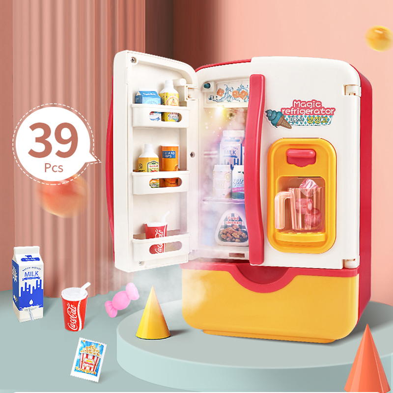 【Ready Stock】 30 Món Đồ Chơi Trẻ Em Giả Vờ, Tủ Lạnh Mô Phỏng Đôi Đồ Chơi Nhà Bếp Mini Giáo Dục, Vai Trò Chơi Đồ Chơi