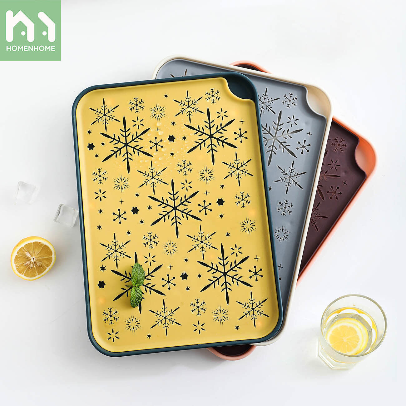 Homenhome Double Layer Rectangular Cups Plate Detachable Simple Teacup Plastic Tray Creative Dumpling Tray
