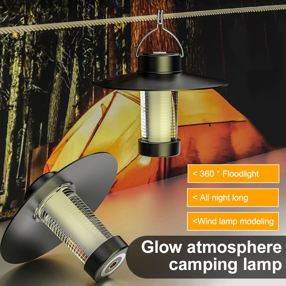 VIRWIR Camping Lights Mini Tent Light USB Rechargeable Lanterns 4 Lighting Modes Portable Hanging Lamp Waterproof Flashlight Spotlight Work Lights With Tripod Hook Magnet for Outdoor Camping Emergency Light