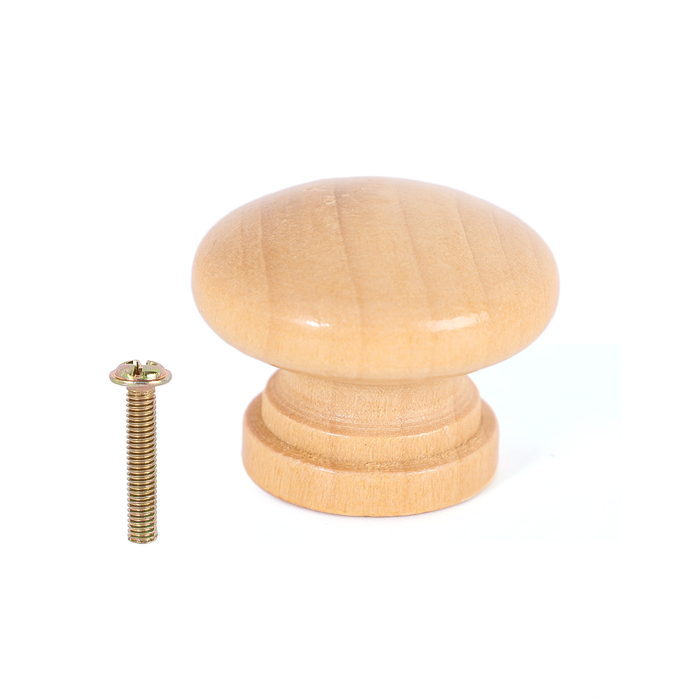 2pcs Natural Wooden Cabinet Pulls Single Hole Round Handles Drawer Knobs for Cabinet Dresser Wardrobe Door Furniture Hardware