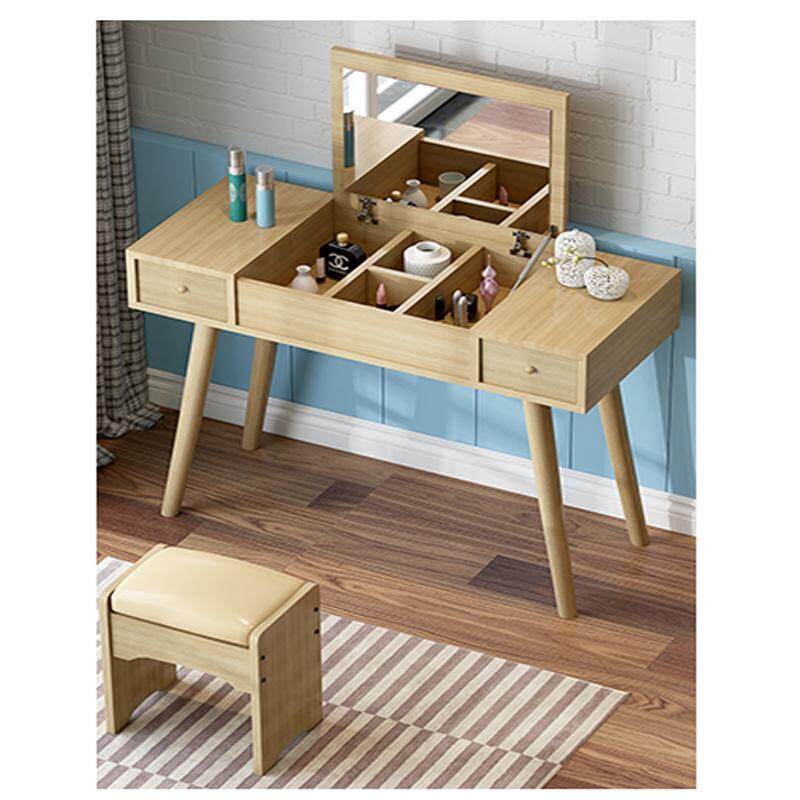 90x40x115cm Dressing Table Solid Wood European Bedroom With Stool Foilding Mirror Princess Makeup Cabinet Luxury Flip Small