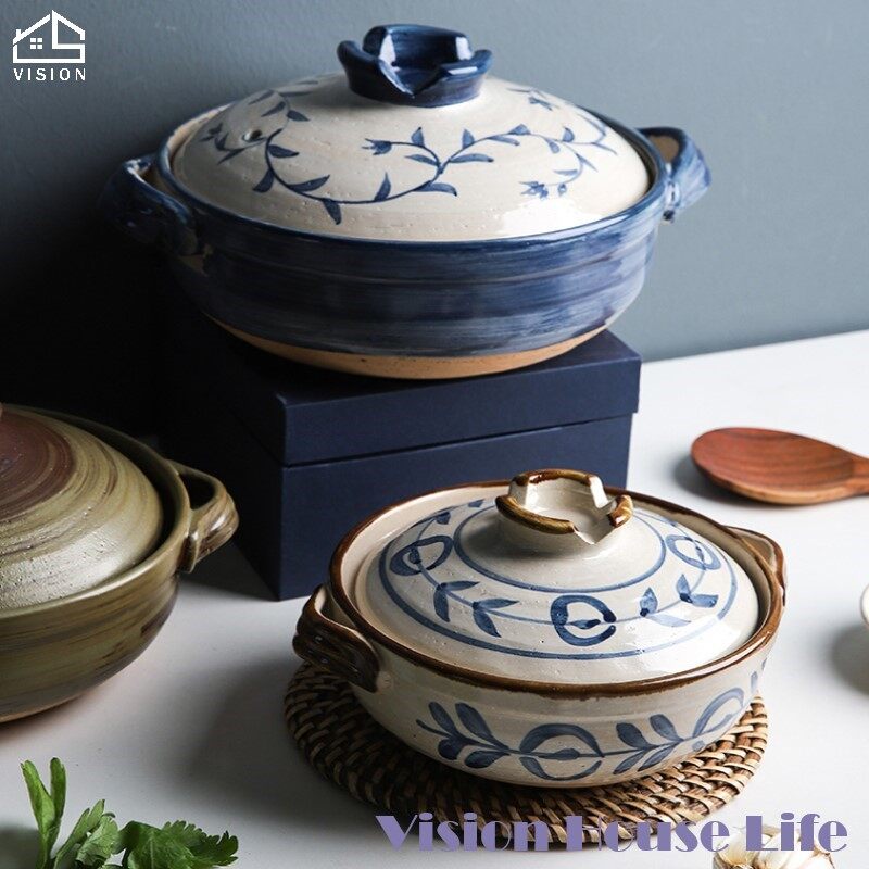 Vision Japanese Casserole Stew Clay Casserole High Temperature Soup Casserole Household Gas Casserole Soup Pot Health Care Casserole Claypot