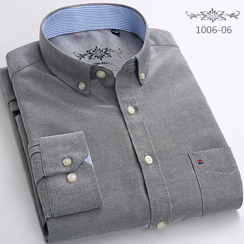 High Quality Man Shirts Cotton Long Sleeve Solid Color Luxury Men's Vocational Shirt Green White Male Clothes