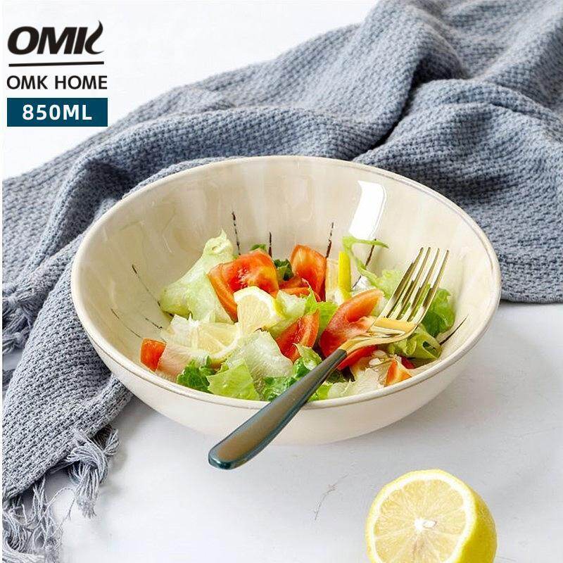 Omk Nhật Bản phong cách cổ điển đồ đá 8 inch bát đựng sa lát 850ml nhà Bộ đồ ăn bằng gốm thiết lập