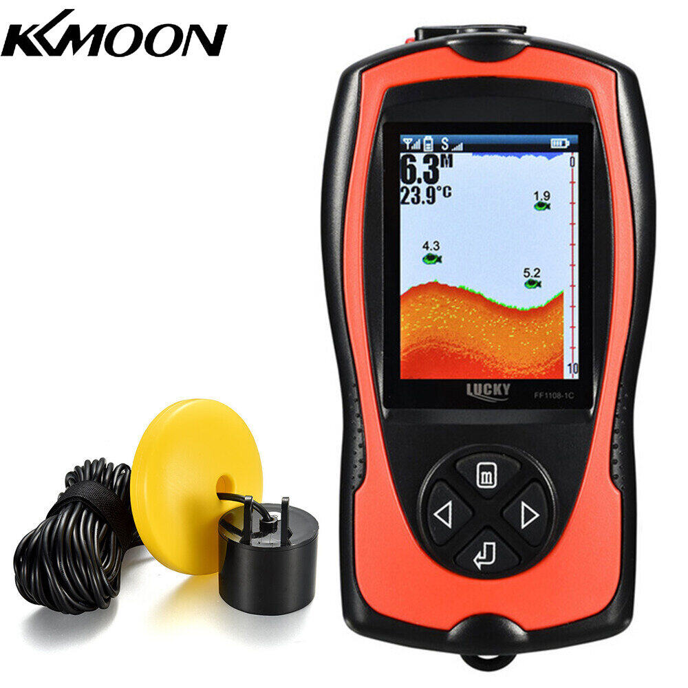 Kkmoon lucky ff1108-1ct portable fish finder 100m/300ft depth fish alarm wired fish detector