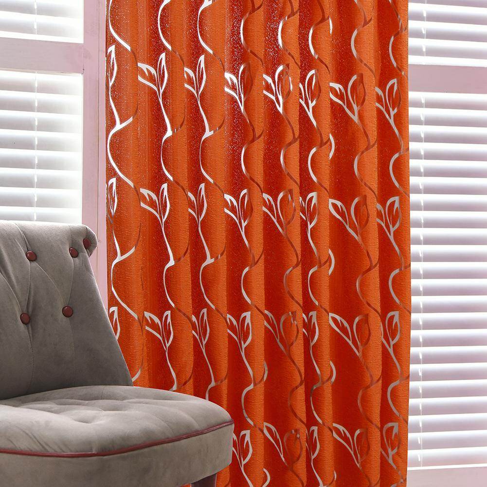 2m Semi Blackout Curtain Simple Vine Leaf Pattern Partition Window Decor