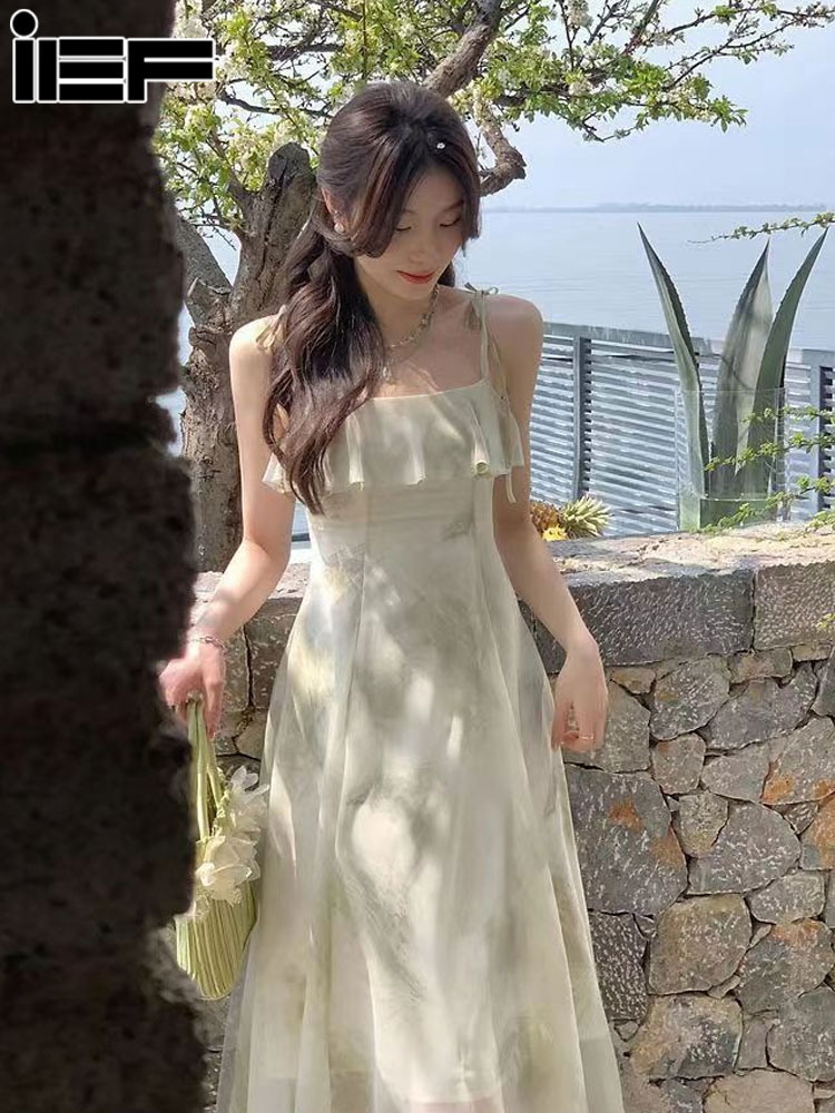 IEF Ief Sling maxi Xù Hoa Váy cộc tay🎈đầmváyváy xinh nhẹ nhàngđầm nữ đẹp dự tiệc