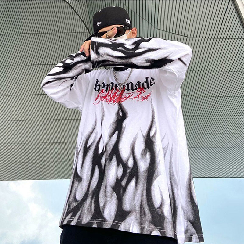 TIDE BEAR Dark vintage T-shirt High street boy outfit European and American streets Long sleeved T-shirt