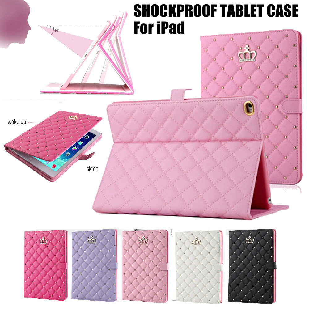 Fashion crown tablet case for ipad 9.7 inch 2017 2018 ipad air air2 9.7'' ipad 10.2 ipad pro 10.5 air3 10.5'' ipad air4 air5 10.9 ipad pro 11 2018 2020 2021 case magnetic smart auto-sleep pu leather for ipad 5 6 7 8 9 gen cover case