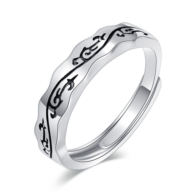 XYP Fashion open ring men's single domineering tail ring open vintage Thai silver men's ring for men and women adjustable ring silver ring for men