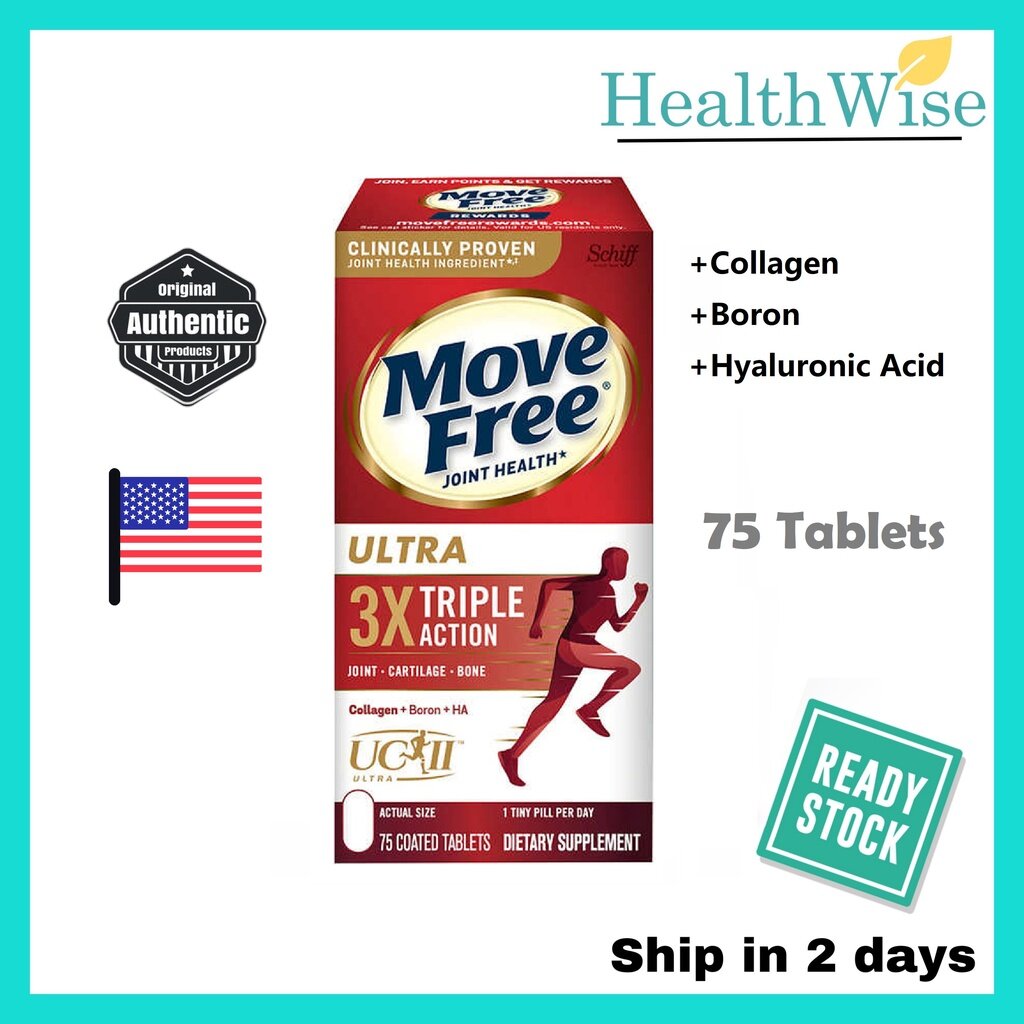 USA MOVE FREE JOINT HEALTH Ultra 3X Triple Action 75 Tablets, With Type ...