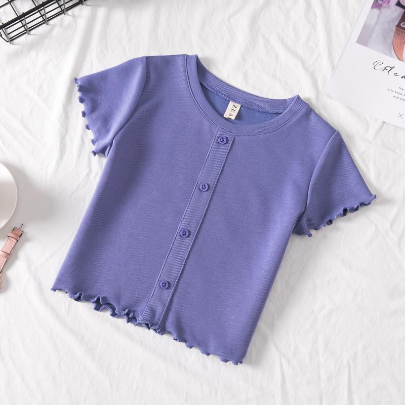 T-shirt for Girls Fashion Korean Style Casual Short Sleeve Cotton T-shirt Middle and Large Children Short Tshirt Top