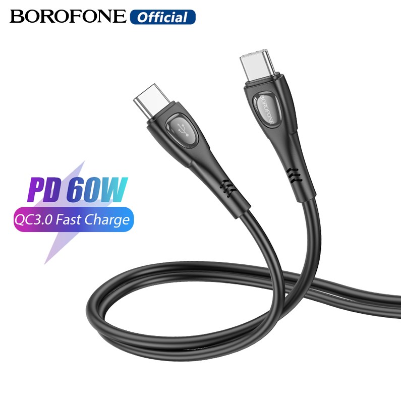 Borofone bx98 usb type-c to type-c charging data cable 3a 60w fast charging charger wire cord for macbook samsung xiaomi tablet type-c usb c cable