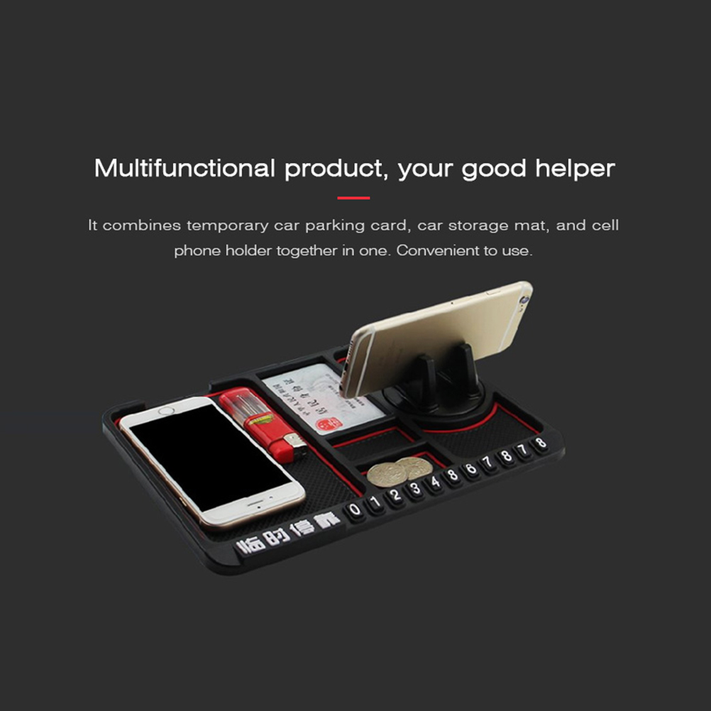 Universal Car Dashboard Anti-Slip Mat With Phone Holder & Parking Number