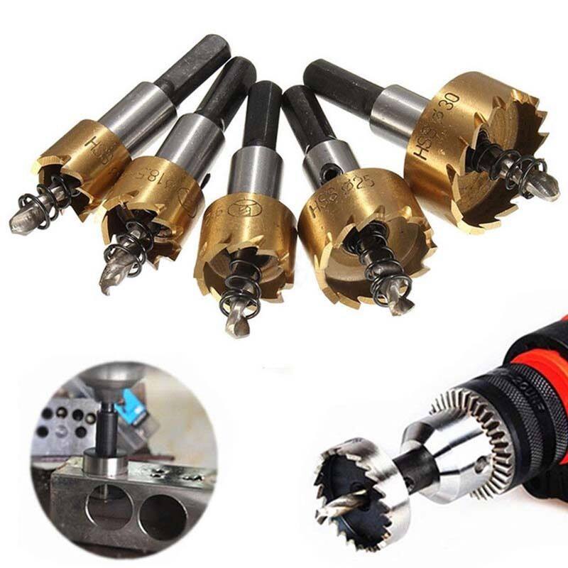 [Ready stock] KIPRUN 5 Pcs Carbide Tip HSS Drill Bit Saw Set Metal Wood Drilling Hole Cut Tool for Installing Locks 16/18.5/20/25/30mm