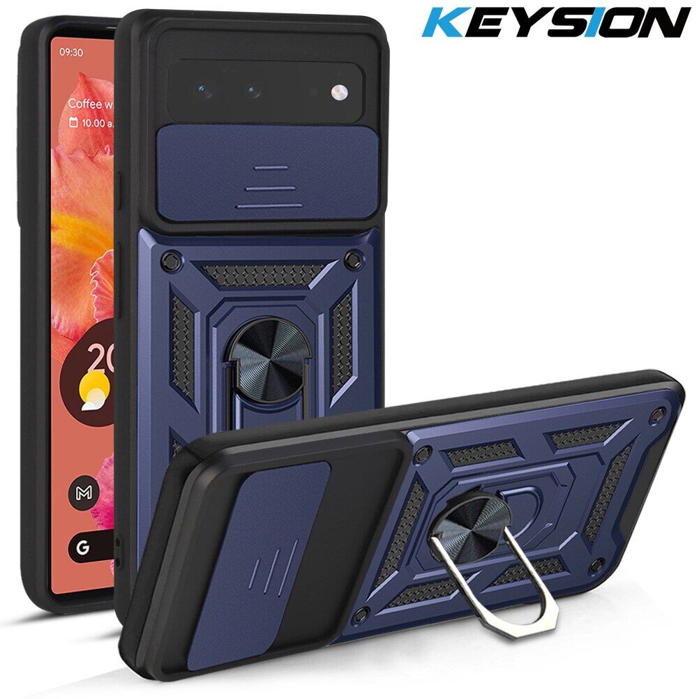 KEYSION Ốp Chống Sốc Cho Google Pixel 6 6 Pro Ốp Lưng Điện Thoại Có Vòng Móc Bảo Vệ Máy Ảnh Kéo Đẩy Cho Google Pixel 6 Pro
